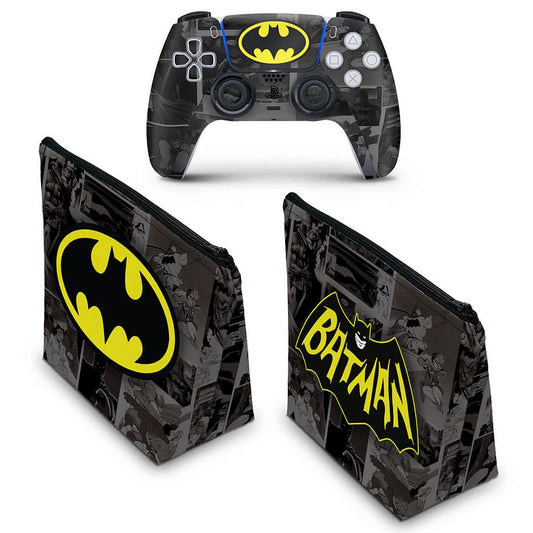 KIT Capa Case e Skin Anti-Rage PS5 Controle - Batman Comics