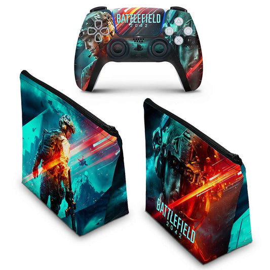 KIT Capa Case e Skin Anti-Rage PS5 Controle - Battlefield 2042