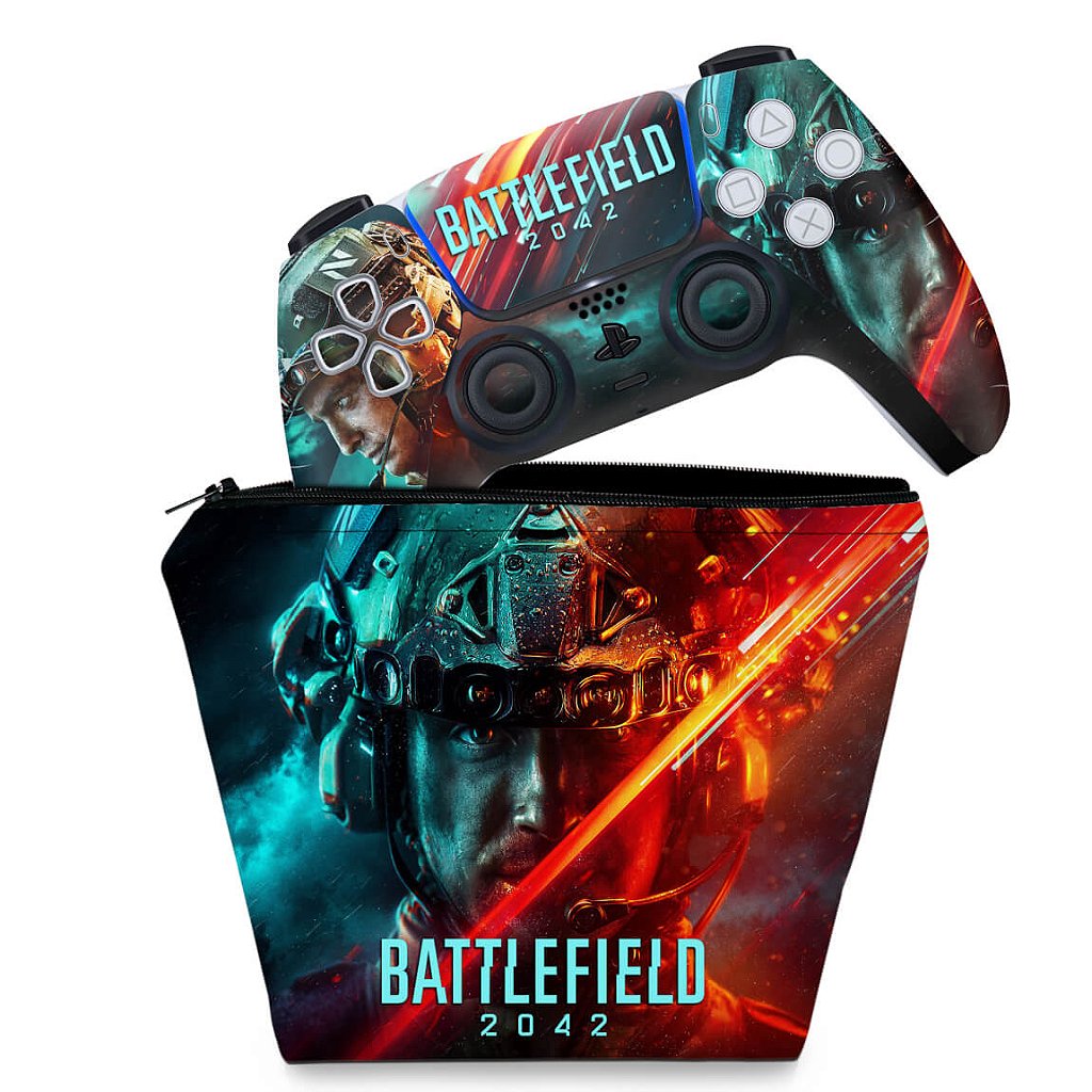 KIT Capa Case e Skin Anti-Rage PS5 Controle - Battlefield 2042