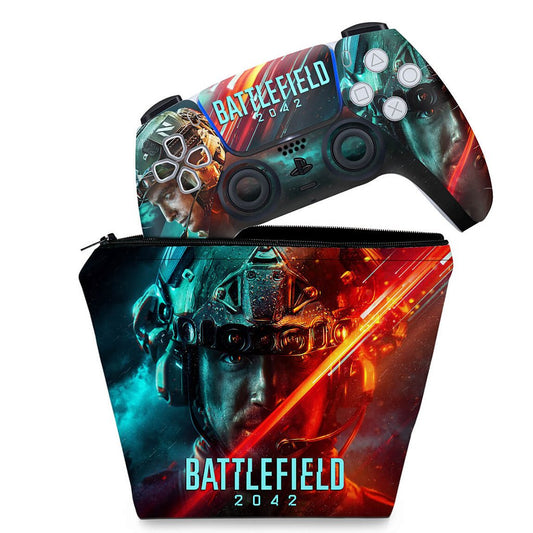KIT Capa Case e Skin Anti-Rage PS5 Controle - Battlefield 2042