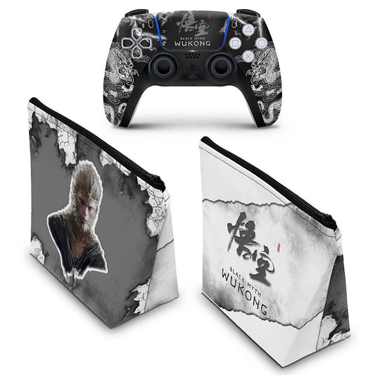 KIT Capa Case e Skin Anti-Rage PS5 Controle - Black Myth: Wukong