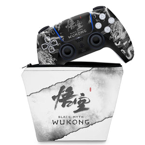 KIT Capa Case e Skin Anti-Rage PS5 Controle - Black Myth: Wukong - Pop Arte Skins