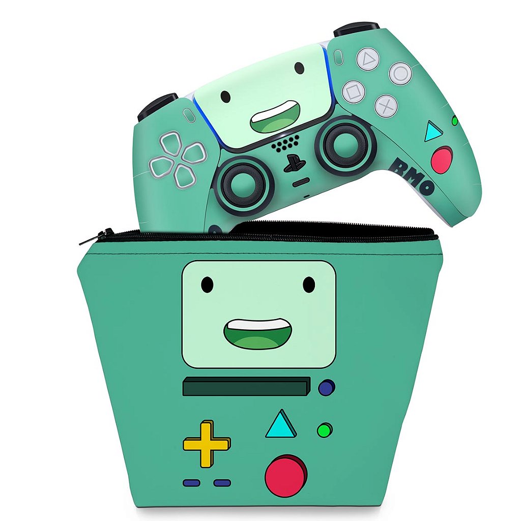 KIT Capa Case e Skin Anti-Rage PS5 Controle - BMO Hora de Aventura - Pop Arte Skins