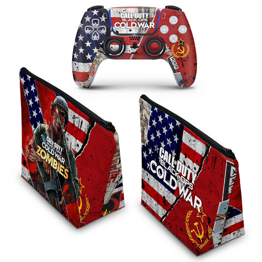 KIT Capa Case e Skin Anti-Rage PS5 Controle - Call Of Duty Cold War