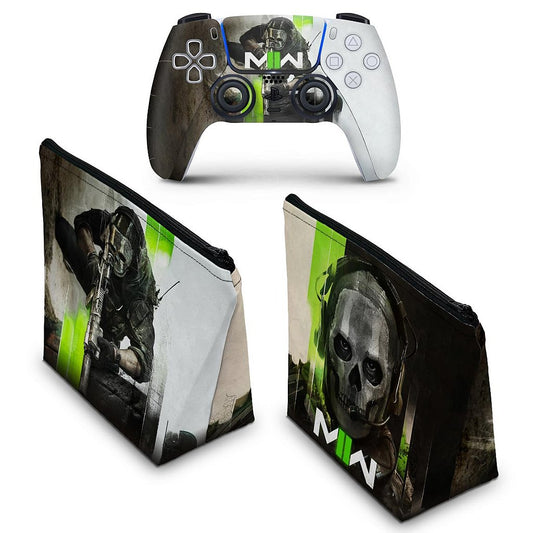 KIT Capa Case e Skin Anti-Rage PS5 Controle - Call Of Duty Modern Warfare II
