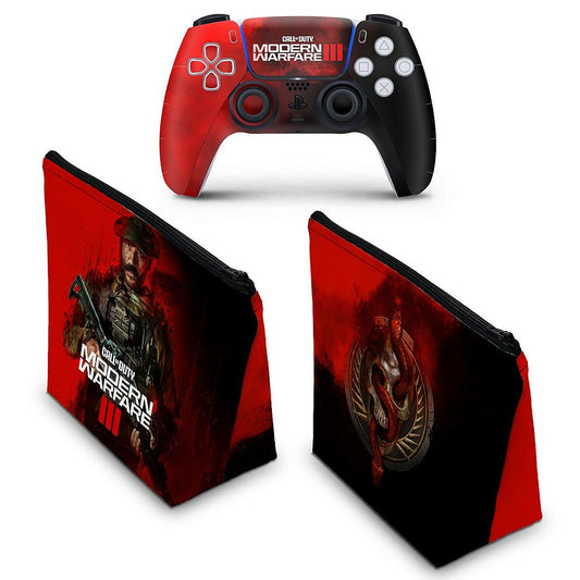 KIT Capa Case e Skin Anti-Rage PS5 Controle - Call Of Duty Modern Warfare III
