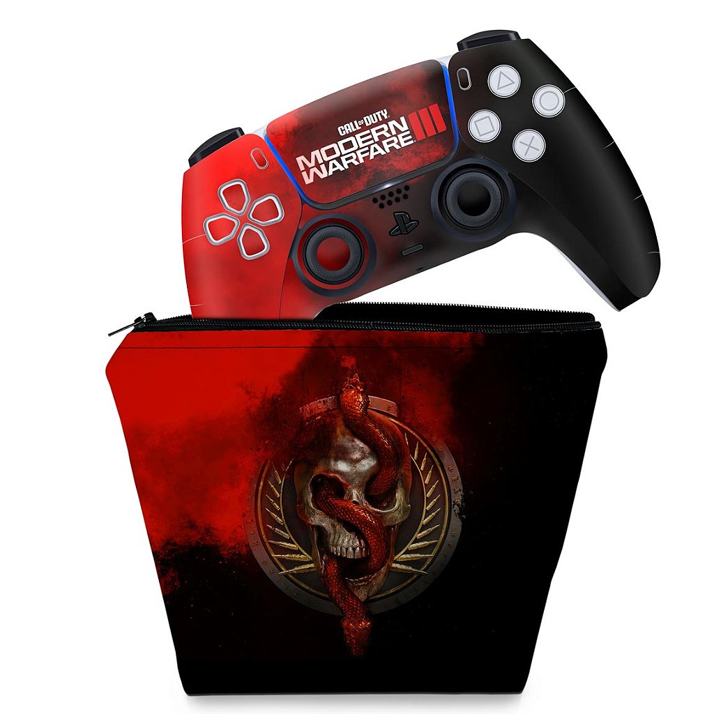 KIT Capa Case e Skin Anti-Rage PS5 Controle - Call Of Duty Modern Warfare III