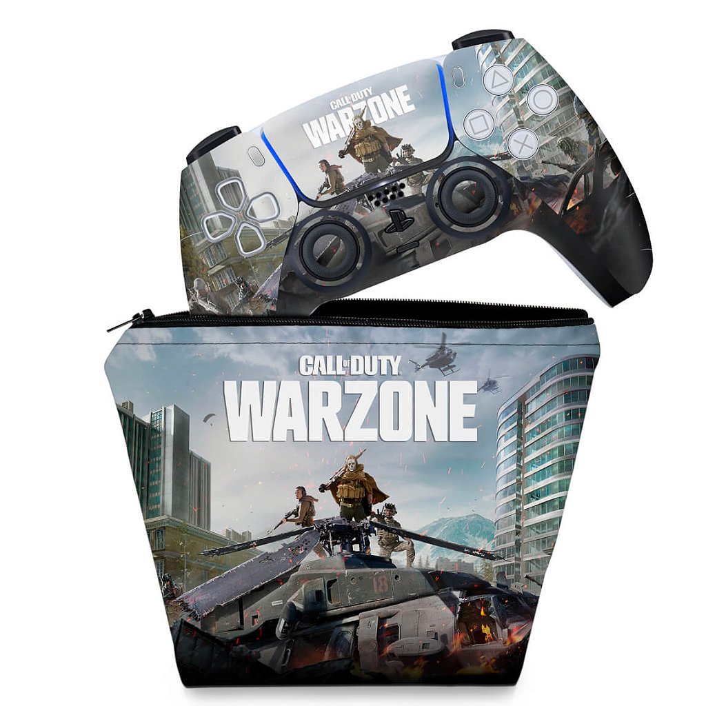 KIT Capa Case e Skin Anti-Rage PS5 Controle - Call of Duty Warzone