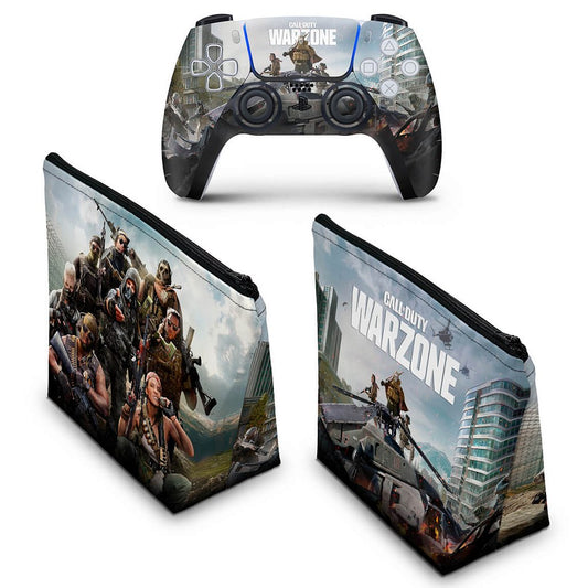 KIT Capa Case e Skin Anti-Rage PS5 Controle - Call of Duty Warzone
