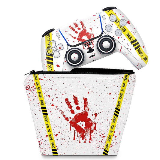 KIT Capa Case e Skin Anti-Rage PS5 Controle - Cena De Crime Scene