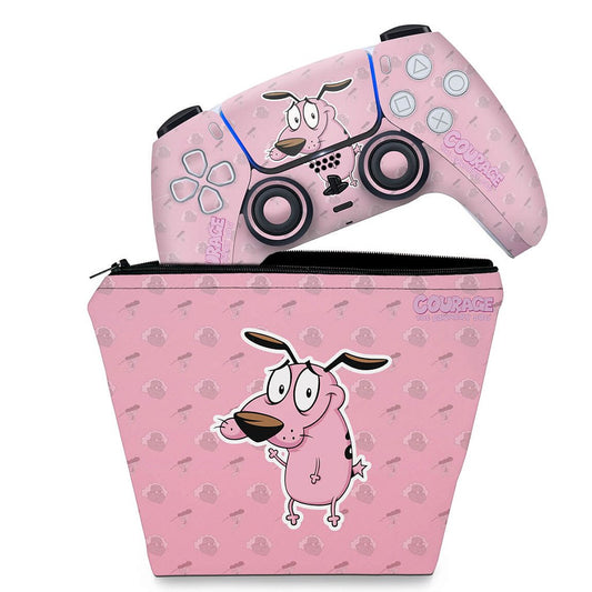 KIT Capa Case e Skin Anti-Rage PS5 Controle - Coragem: O Cão Covarde
