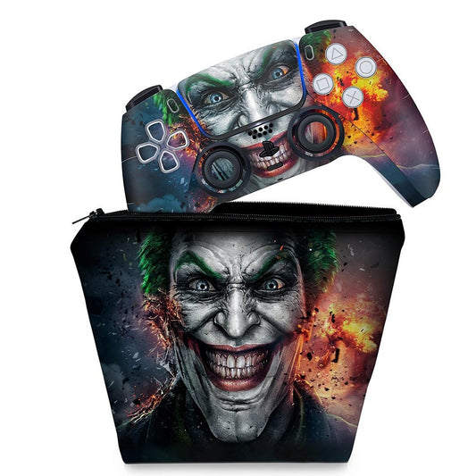 KIT Capa Case e Skin Anti-Rage PS5 Controle - Coringa Joker
