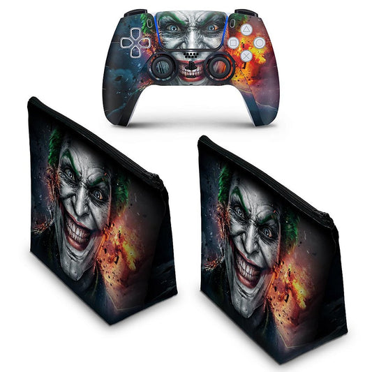 KIT Capa Case e Skin Anti-Rage PS5 Controle - Coringa Joker