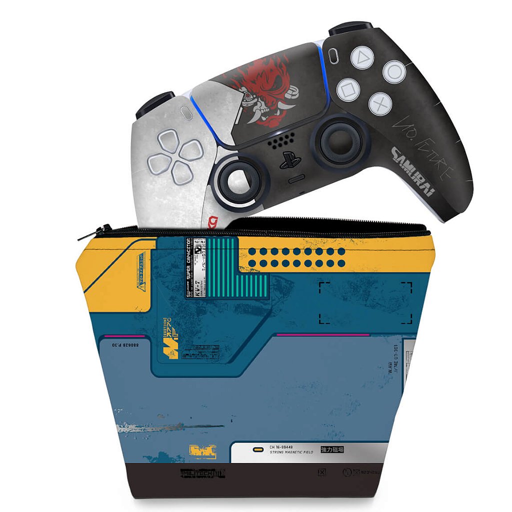 KIT Capa Case e Skin Anti-Rage PS5 Controle - Cyberpunk 2077 Bundle