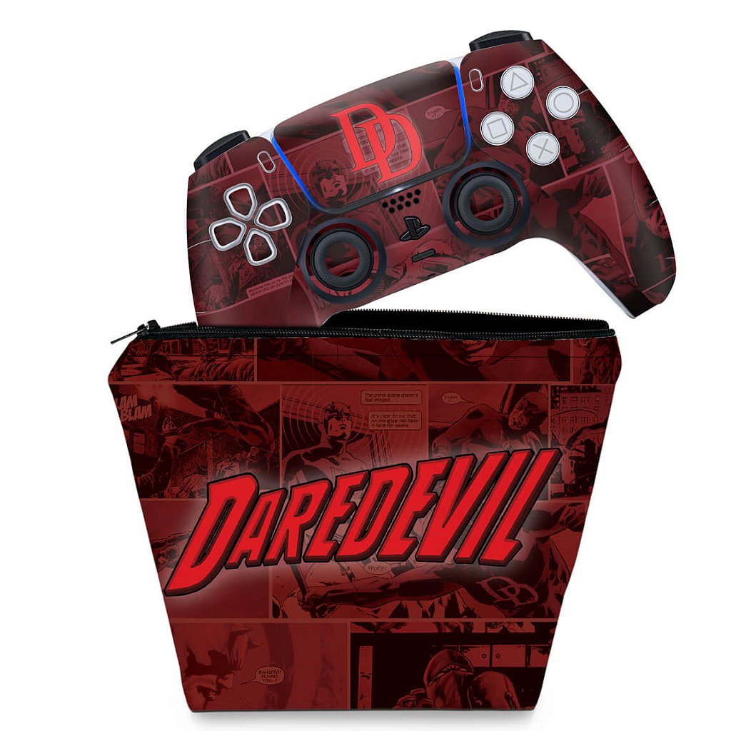 KIT Capa Case e Skin Anti-Rage PS5 Controle - Daredevil Demolidor Comics