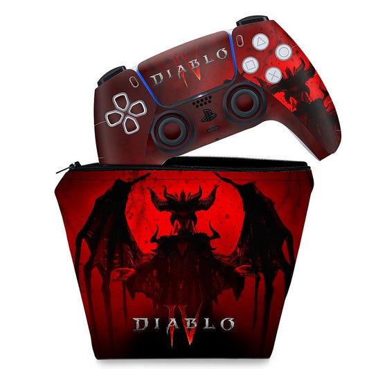 KIT Capa Case e Skin Anti-Rage PS5 Controle - Diablo IV 4