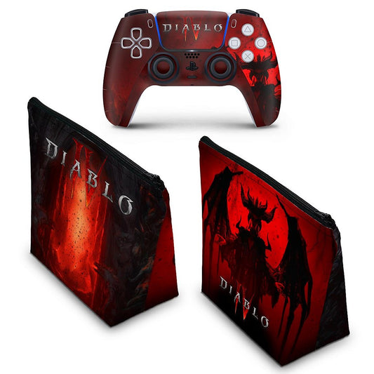 KIT Capa Case e Skin Anti-Rage PS5 Controle - Diablo IV 4