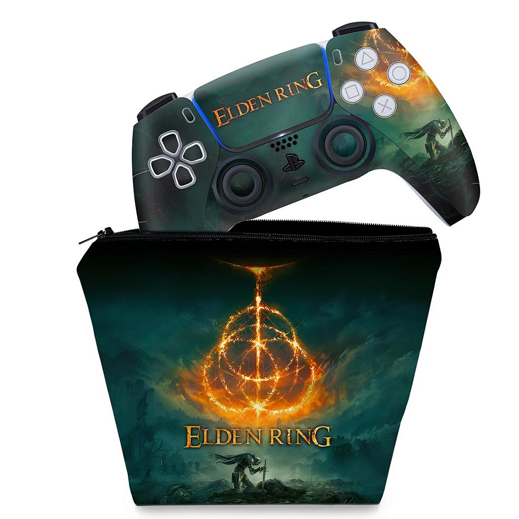 KIT Capa Case e Skin Anti-Rage PS5 Controle - Elden Ring