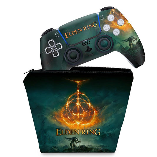 KIT Capa Case e Skin Anti-Rage PS5 Controle - Elden Ring