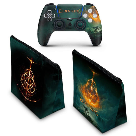 KIT Capa Case e Skin Anti-Rage PS5 Controle - Elden Ring