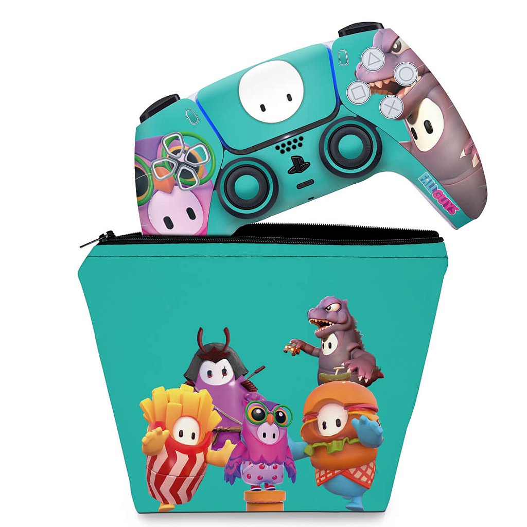 KIT Capa Case e Skin Anti-Rage PS5 Controle - Fall Guys
