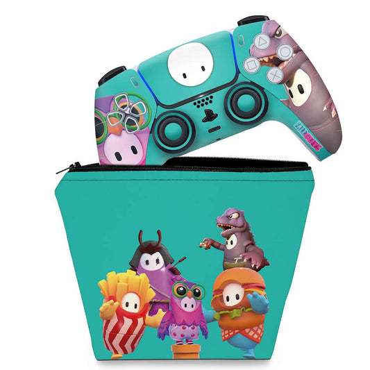 KIT Capa Case e Skin Anti-Rage PS5 Controle - Fall Guys
