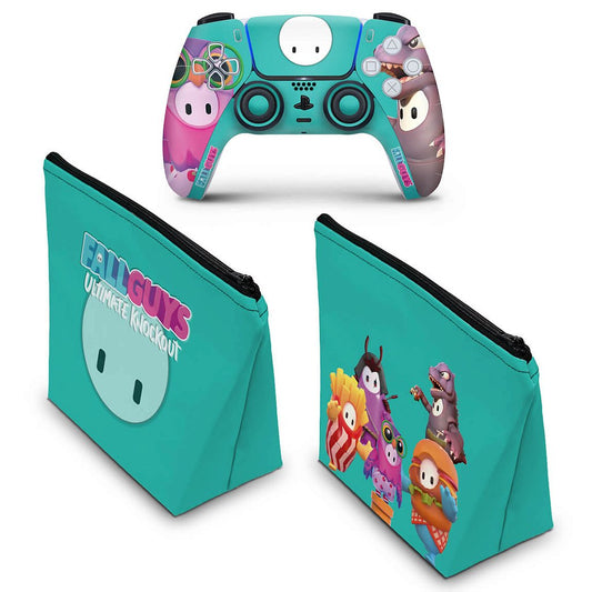 KIT Capa Case e Skin Anti-Rage PS5 Controle - Fall Guys
