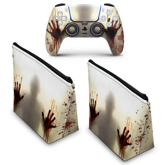 KIT Capa Case e Skin Anti-Rage PS5 Controle - Fear The Walking Dead