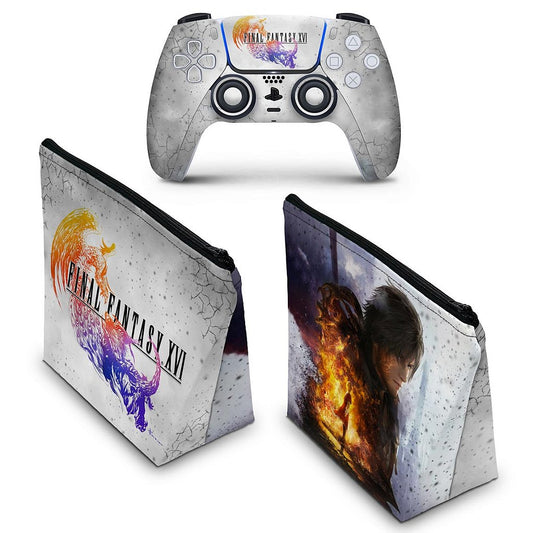 KIT Capa Case e Skin Anti-Rage PS5 Controle - Final Fantasy XVI