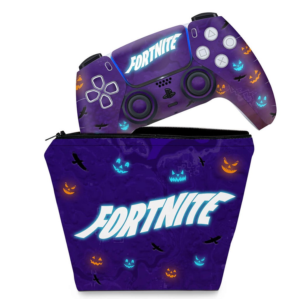 KIT Capa Case e Skin Anti-Rage PS5 Controle - Fortnite