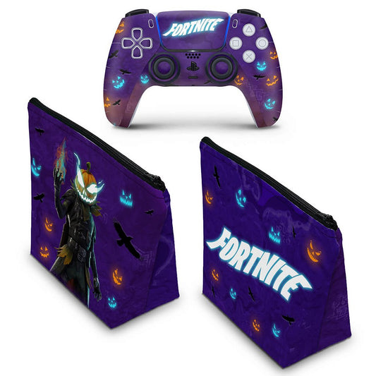 KIT Capa Case e Skin Anti-Rage PS5 Controle - Fortnite