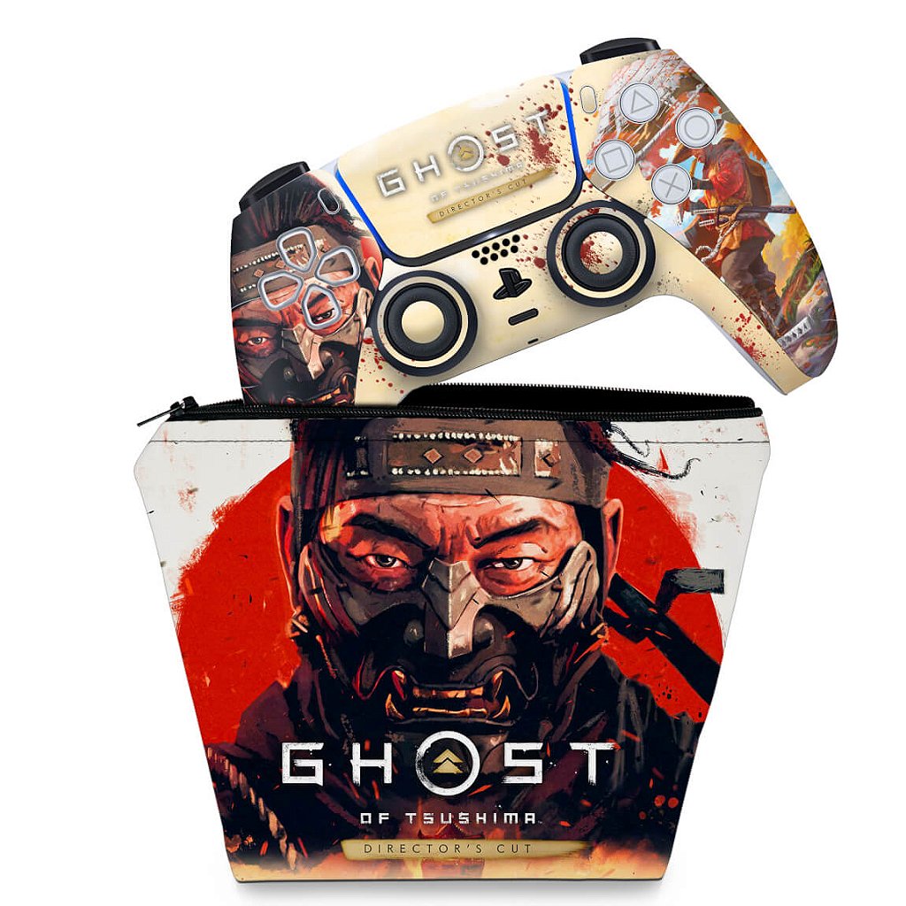 KIT Capa Case e Skin Anti-Rage PS5 Controle - Ghost Of Tsushima Director's Cut