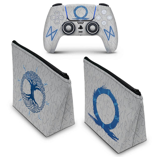 KIT Capa Case e Skin Anti-Rage PS5 Controle - God Of War Ragnarok