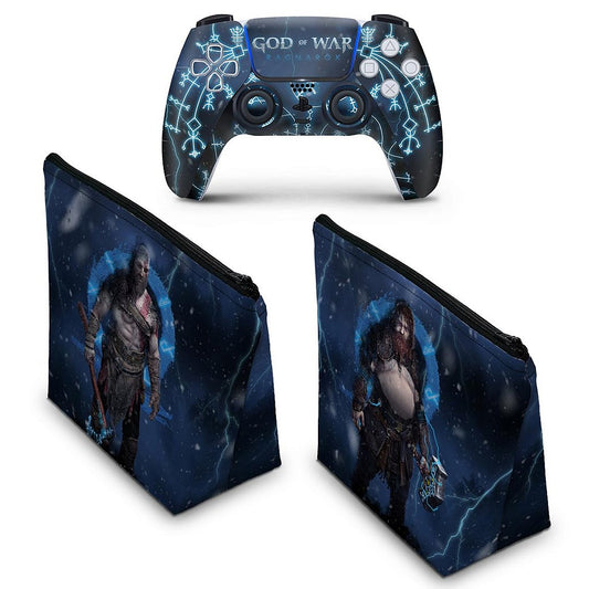 KIT Capa Case e Skin Anti-Rage PS5 Controle - God of War Ragnarok B