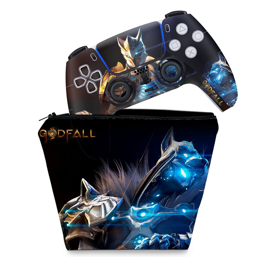 KIT Capa Case e Skin Anti-Rage PS5 Controle - Godfall