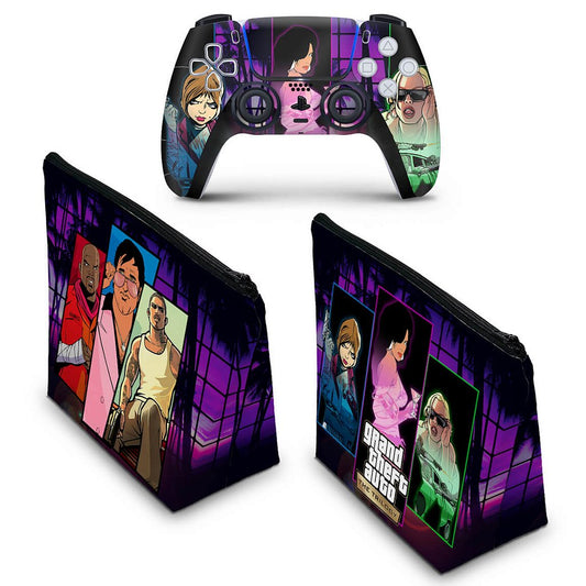 KIT Capa Case e Skin Anti-Rage PS5 Controle - GTA The Trilogy