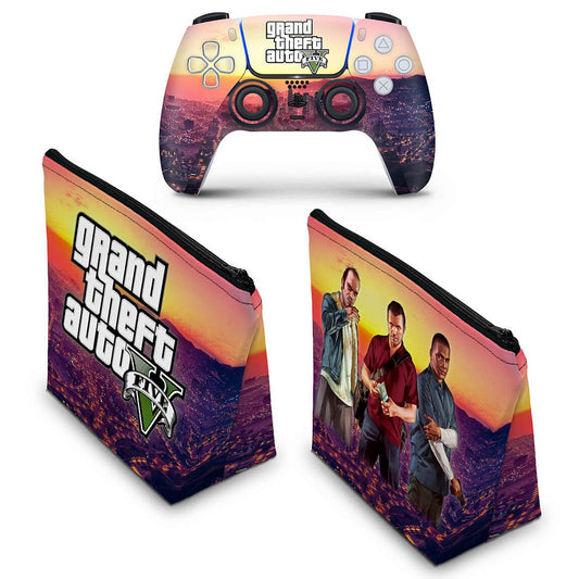 KIT Capa Case e Skin Anti-Rage PS5 Controle - GTA V