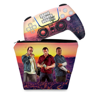 KIT Capa Case e Skin Anti-Rage PS5 Controle - GTA V - Pop Arte Skins