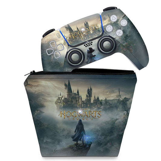KIT Capa Case e Skin Anti-Rage PS5 Controle - Hogwarts Legacy