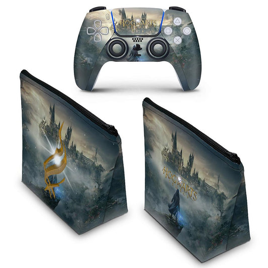 KIT Capa Case e Skin Anti-Rage PS5 Controle - Hogwarts Legacy