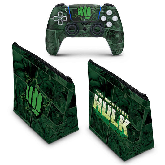 KIT Capa Case e Skin Anti-Rage PS5 Controle - Hulk Comics