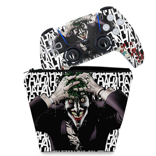KIT Capa Case e Skin Anti-Rage PS5 Controle - Joker Coringa
