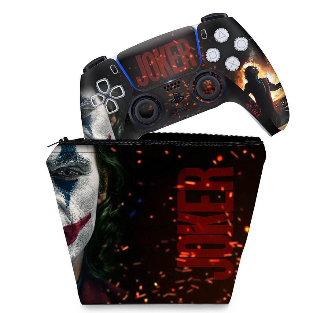 KIT Capa Case e Skin Anti-Rage PS5 Controle - Joker Filme - Pop Arte Skins