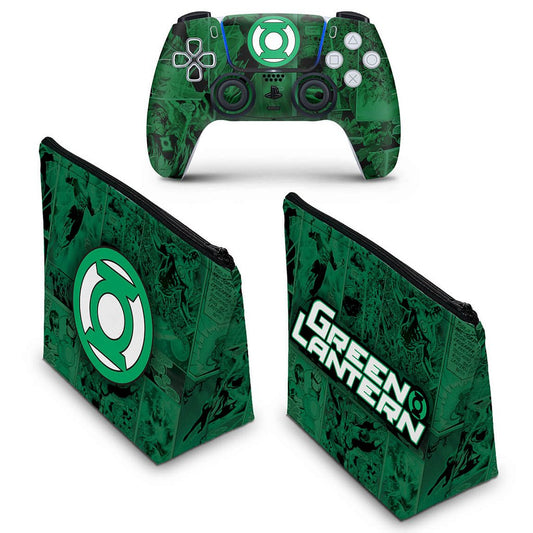 KIT Capa Case e Skin Anti-Rage PS5 Controle - Lanterna Verde Comics