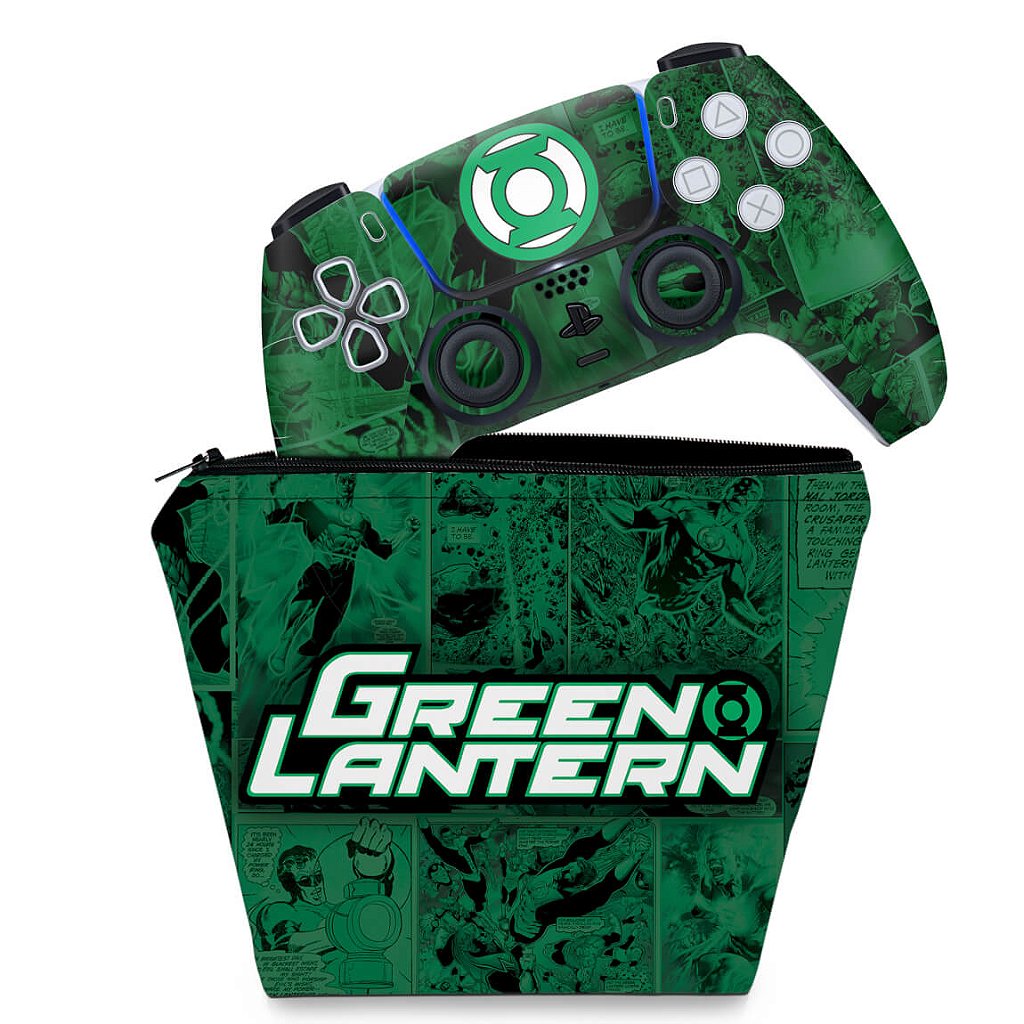 KIT Capa Case e Skin Anti-Rage PS5 Controle - Lanterna Verde Comics