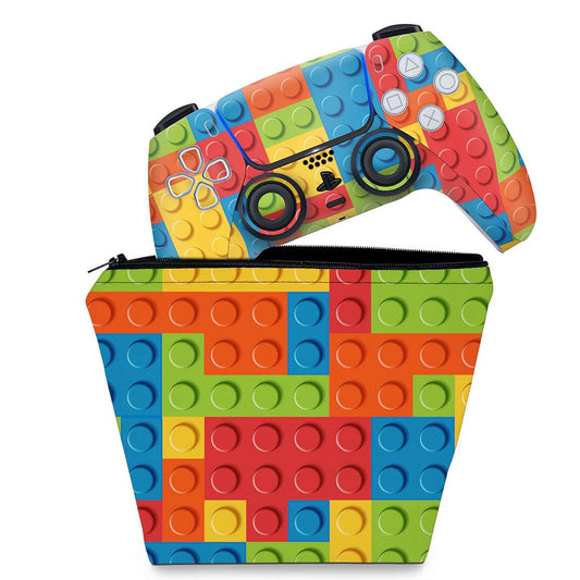KIT Capa Case e Skin Anti-Rage PS5 Controle - Lego Peça
