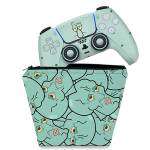 KIT Capa Case e Skin Anti-Rage PS5 Controle - Lula Molusco - Pop Arte Skins