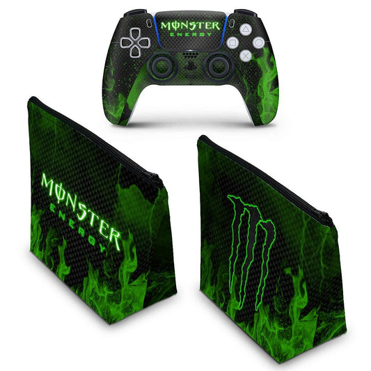 KIT Capa Case e Skin Anti-Rage PS5 Controle - Monster Energy Drink