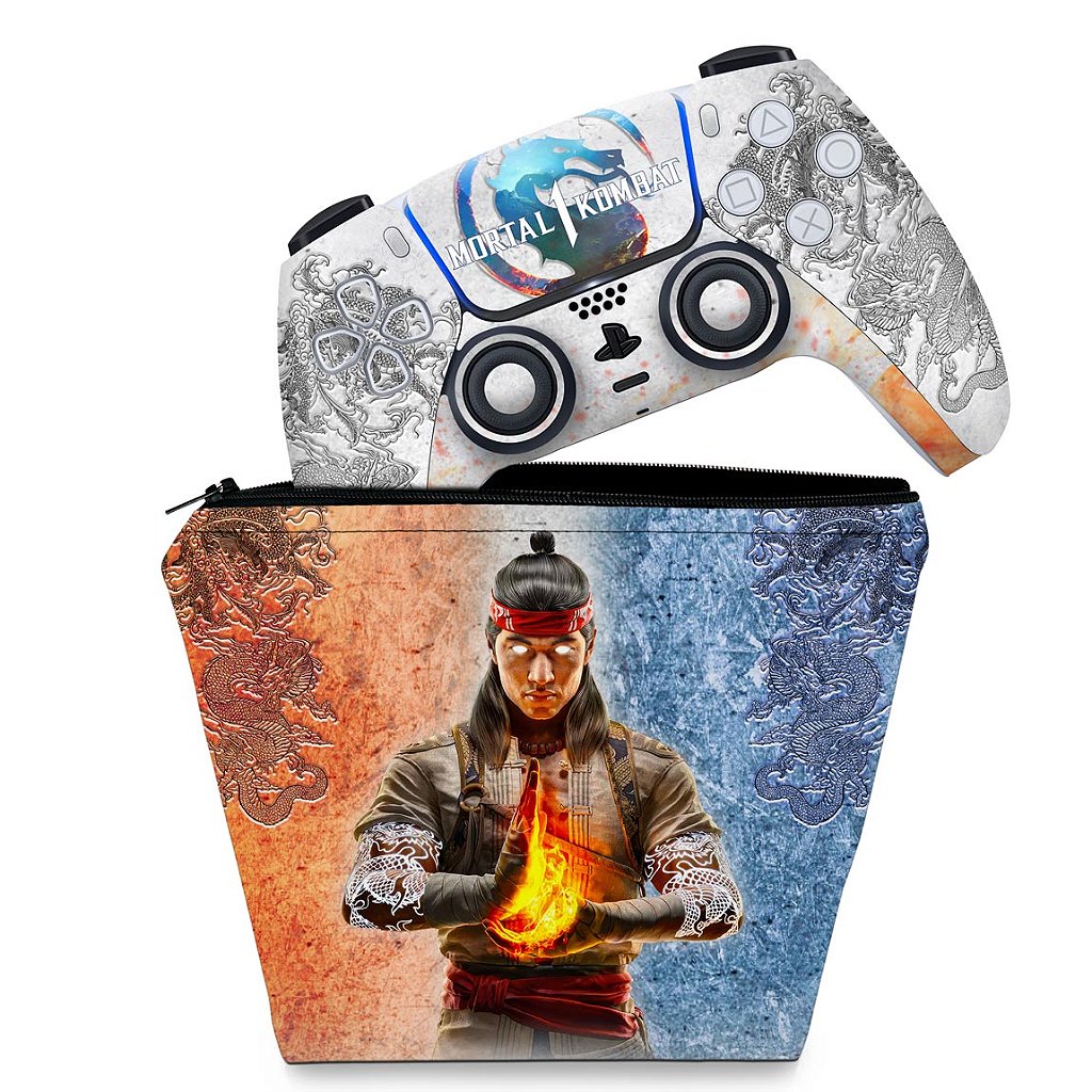 KIT Capa Case e Skin Anti-Rage PS5 Controle - Mortal Kombat 1
