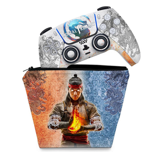 KIT Capa Case e Skin Anti-Rage PS5 Controle - Mortal Kombat 1